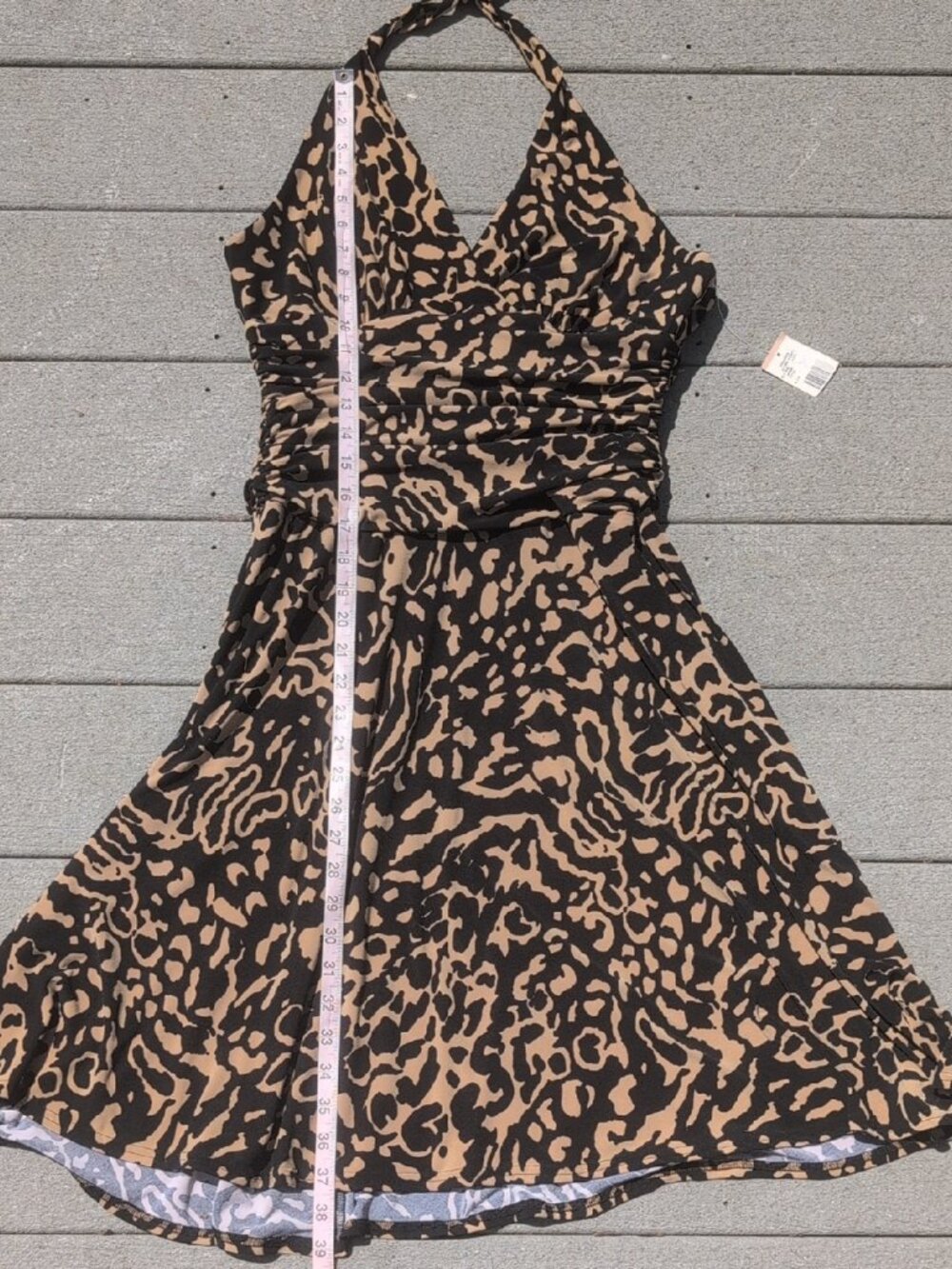 NWT Jones New York Animal Print Sleeveless Halter Dress | Jones V-Neck  Dress - Picture 9 of 11